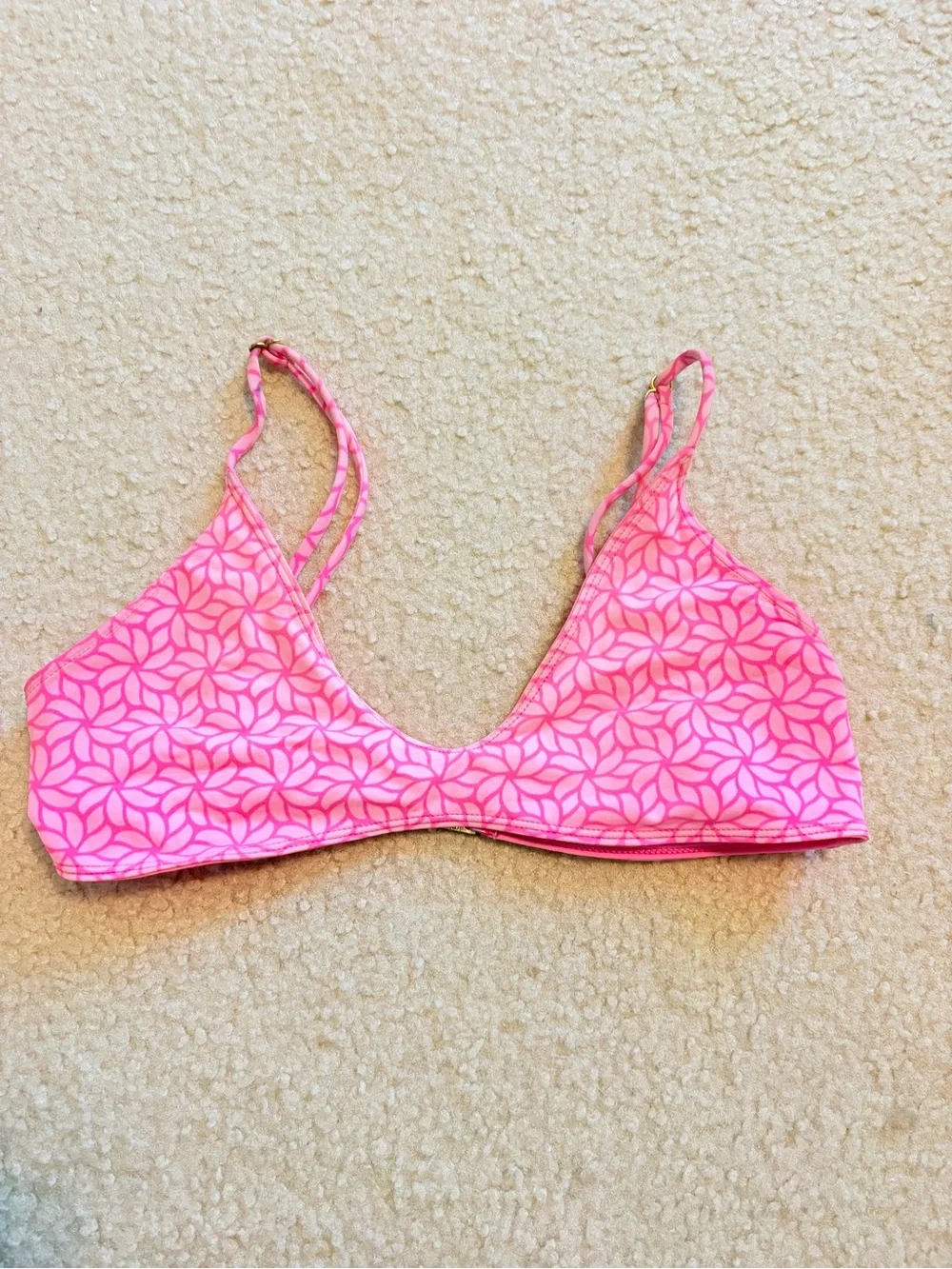 Pink Patterned Triangle Bikini Top - Picture 1 of 2